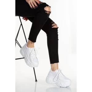 Siyah Taş Detaylı Rahat Yüksek Taban Paraşüt Günlük Kadın Siyah Sneaker Spor Ayakkabı