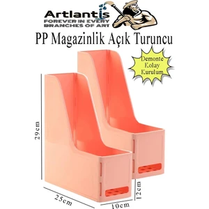 Açık Turuncu Magazinlik Demonte Plastik 2 Adet Plastik Kutu Klasörü Magazinlik A4 Dosya ve Masa Düzenleyici Sınıf Ev Ofis