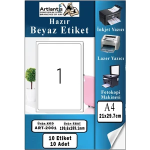 A4 Hazır Etiket 199.6X289.1 mm 10 Sayfa 1 Paket Kendinden Yapışkanlı Fotokopi Lazer Inkjet Kağıdı Yazıcılar Için Uyumlu