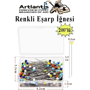 Eşarp Iğnesi Renkli 200 Lü 1 Paket Türban Iğnesi Başörtüsü Toplu Iğne Şal Düğün Nikah Nişan Kına Sünnet Takı Iğnesi