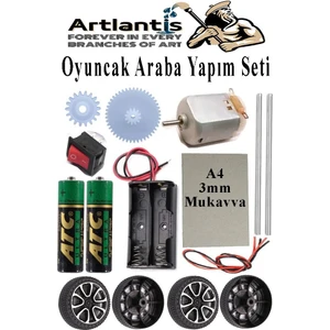 Oyuncak Araba Yapım Seti 1 Paket Plastik Tekerlek Deney Için 2 Adet Metal Şaft Proje Deney Seti Dc Motor Çark Dişli Okul