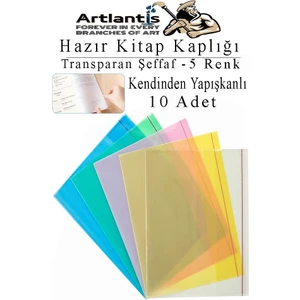 Hazır Kitap Kaplığı Şeffaf Buzlu Renkli 10 Adet 1 Paket Cırtlı Ayarlanabilir Kendinde Yapışkanlı Kaplık Okul Sınıf