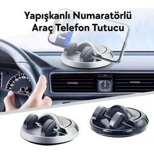 360° Dönebilen Yapışkanlı Numaratörlü Araç Telefon Tutucu