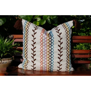 Mof Home Collection Nakışlı Püskül Detaylı Kırlent Kılıfı