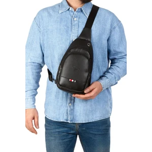 Siyah Unisex Suni Deri USB Kulaklık Çıkışlı Çanta Bodybag Göğüs ve Omuz Çantası