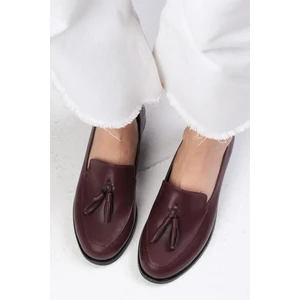 Mio Gusto Iris Bordo Renk Kadın Oxford Günlük Düz Ayakkabı