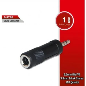 Q-Str6 6,3mm Dişi 3,5mm Erkek Aux Çevirici Gitar Jack 6.3mm Dişi 3.5mm Erkek Stereo Aux Çevirici