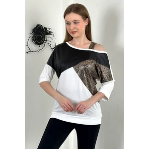 Omzu Askılı Parça Detaylı Rahat Kumaş T-Shirt