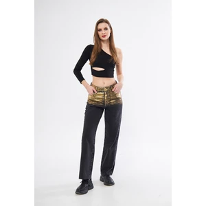 Varak Detaylı Straight Kot Pantolon