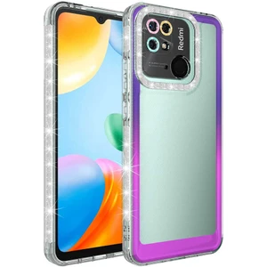 Xiaomi Redmi 10C Kılıf Simli ve Renk Geçiş Tasarımlı Lens Korumalı Zore Park KAPAK-MOR-PEMBE-8680436