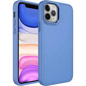 Apple iPhone 12 Pro Max Kılıf Metal Çerçeve ve Buton Tasarımlı Silikon Zore Luna Kapak-Lavendery Gra