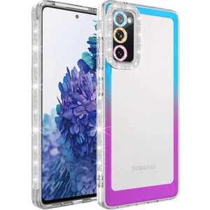 Galaxy S20 Fe Kılıf Simli ve Renk Geçiş Tasarımlı Lens Korumalı Zore Park KAPAK-MAVI-MOR-86804366209