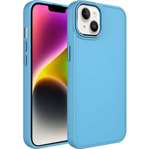 Apple iPhone 13 Kılıf Metal Çerçeve ve Buton Tasarımlı Silikon Zore Luna Kapak-Sierra MAVI-868043663