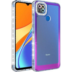 Xiaomi Redmi 9c Kılıf Simli ve Renk Geçiş Tasarımlı Lens Korumalı Zore Park KAPAK-MOR-PEMBE-86804366
