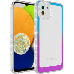 Galaxy A03 Kılıf Simli ve Renk Geçiş Tasarımlı Lens Korumalı Zore Park KAPAK-MAVI-MOR-8680436621103-