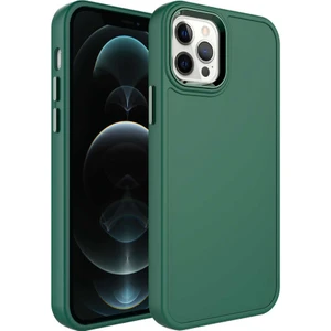 ZORE Apple iPhone 13 Pro Max Kılıf Metal Çerçeve ve Buton Tasarımlı Sert  Botox Kapak-Koyu YEŞIL-8680