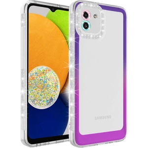 ZORE Galaxy A03 Kılıf Simli ve Renk Geçiş Tasarımlı Lens Korumalı  Park KAPAK-MOR-PEMBE-8680436621141
