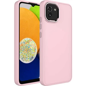 ZORE Galaxy A03 Kılıf Metal Çerçeve ve Buton Tasarımlı Silikon  Luna KAPAK-PEMBE-8680436632987-OTNV81