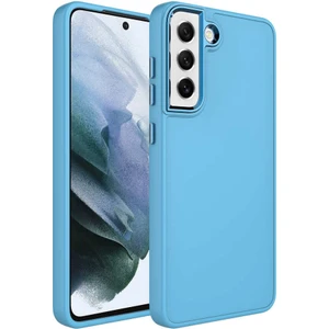 ZORE Galaxy S21 Fe Kılıf Metal Çerçeve ve Buton Tasarımlı Silikon  Luna Kapak-Sierra MAVI-86804366329