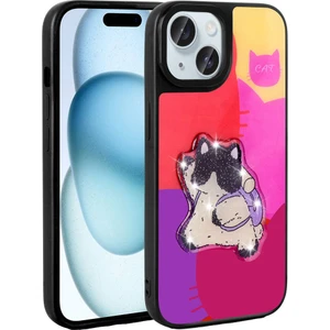 ZORE Apple iPhone 13 Kılıf Parlayan Kabartmalı Ikonik Figürlü  Amas Silikon KAPAK-MOR-8680436758045-O