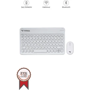 Tmk-08 Beyaz Kablosuz Bluetooth Klavye Mouse Seti