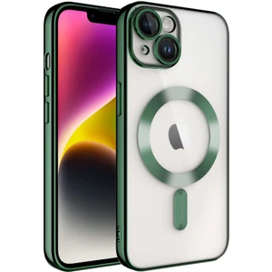 Apple iPhone 14 Plus Uyumlu Kamera Korumalı Magsafe Wireless Şarj Özellikli Zore Demre Kapak-Koyu Yeşil-86