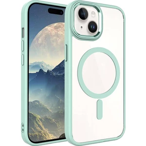 Apple iPhone 15 Plus Uyumlu Wireless Şarj Özellikli Zore Krom Magsafe Silikon KAPAK-YEŞIL-8680436711507-TA