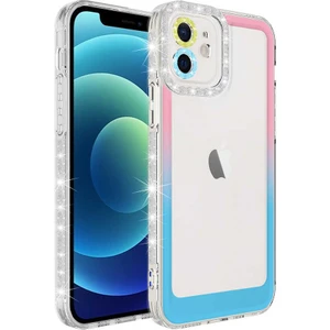 Apple iPhone 11 Uyumlu Simli ve Renk Geçiş Tasarımlı Lens Korumalı Zore Park KAPAK-PEMBE-MAVI-868043661980