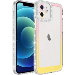 ZORE Apple iPhone 11 Uyumlu Simli ve Renk Geçiş Tasarımlı Lens Korumalı  Park KAPAK-PEMBE-SARI-868043661978