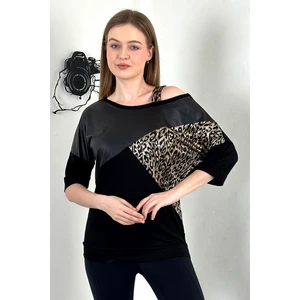 Omzu Askılı Parça Detaylı Rahat Kumaş T-Shirt