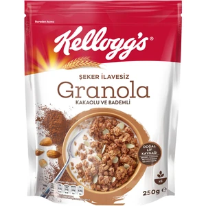 Şeker İlavesiz Granola Kakao Ve Bademli 250 gr , %43 Yulaf İçerir, Lif Kaynağı
