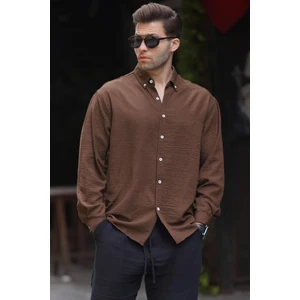 Camel Uzun Kollu Oversize Erkek Gömlek 6735