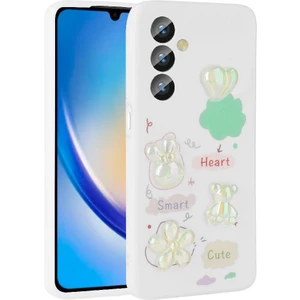 Galaxy A24 Kılıf Kabartma Figürlü Parlak Zore Toys Silikon KAPAK-BEYAZ-8680436735244-OTNV97330