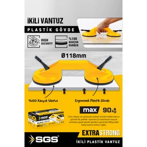 SGS945 90 kg Çiftli Vantuz Cam Granit Seramik Laminat Ahşap Ayna Taşıma Vantuzu