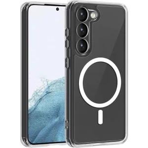 ZORE Galaxy S22 Plus Kılıf Magsafe Şarj Özellikli Şeffaf Sert Pc  Embos KAPAK-RENKSIZ-8680436672167-O