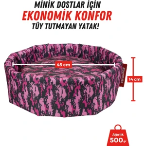 Sünger Simit Küçük Irk Köpek Yatağı ve Kedi Yatağı 45 cm Kamuflaj