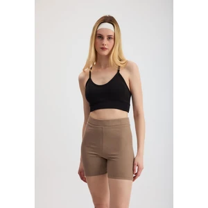 2190 Fitilli Kısa Tayt Taş