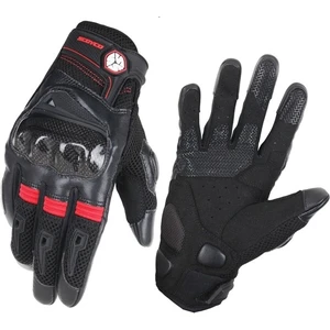 MC57 Carbon Yazlık Korumalı Motosiklet Eldiveni Siyah/kırmızı