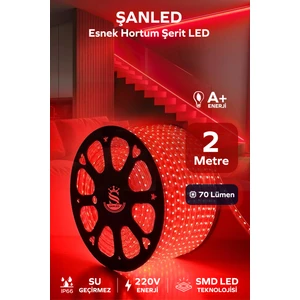 Hortum Esnek Şerit LED Kırmızı Işık + 220V FIŞ/1,2,3,4,5,10,15,20,25,50,100 Metre