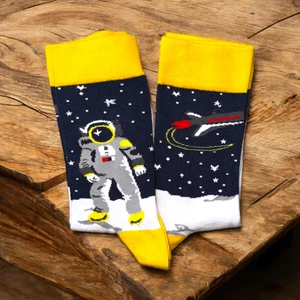 Sağ Sol Farklı Astronot - Uzay Desenli Çorap