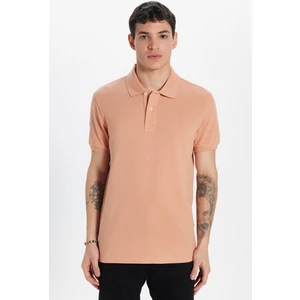 Erkek Slim Fit Dar Kesim %100 Pamuk Somon Polo Yaka Tişört