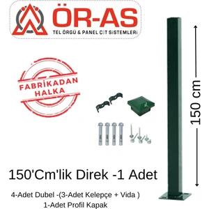 Ör-As Tel Örgü Panel Çit Diregi AKSESUARLI150 cm Yeşil Renk