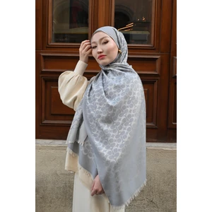 Yün Ipek C Desen Şal - Gri