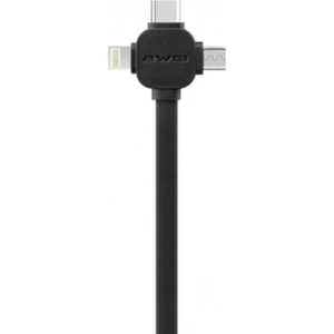 Lightning + Micro + Type-C 3in1 USB Kablo Cl-82 Siyah 1 Mt.
