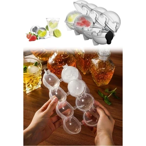 4'lü Küre Buz Topu Kalıbı - Yuvarlak Içecek Buz Sunum Kabı