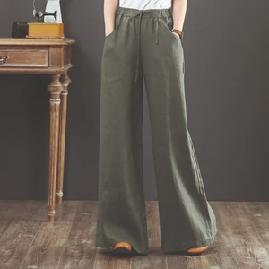 Keten Günlük Pantolon Beli Lastikli Bağcıklı LN12HAKI7