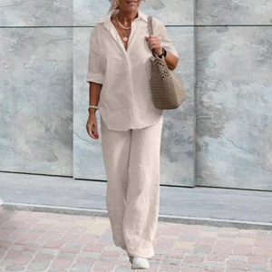 Barbora Rahat Ve Günlük Keten Ekru Ikili Takım Alt Üst Ln17Ekru8