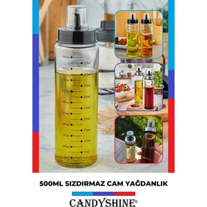 Sızdırmaz Premium Cam Yağlık Damlatmaz Şık Cam Yağdanlık Akıtmaz Lüx Cam Yağ Sirke Şişesi 500 ml