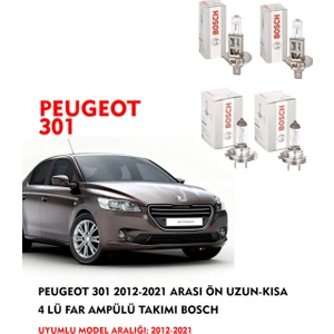 Peugeot 301 2012-2021 Arası Ön Uzun-Kısa 4 Lü Far Ampülü Takımı (Sarı Renk)