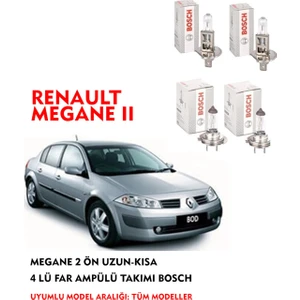 Megane 2 Ön Uzun-Kısa 4 Lü Far Ampülü Takımı (Sarı Renk)
